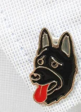 Брошка-брешка значок пін-емаль метал чорна собака мордочка
