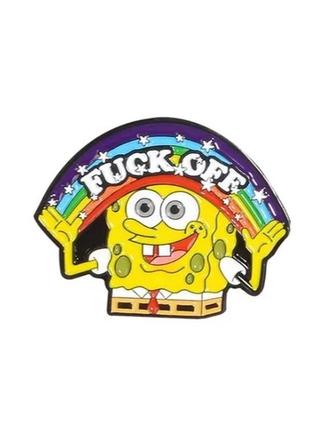 Губка боб спанч боб брошь брошка значок пин металл sponge bob fuck off3 фото