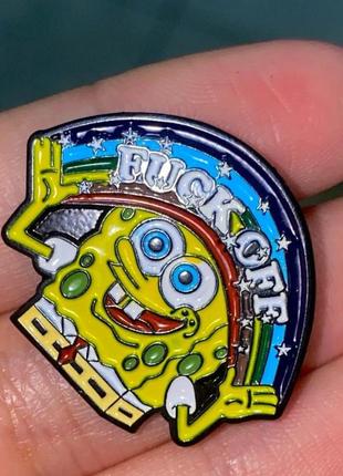 Губка боб спанч боб брошь брошка значок пин металл sponge bob fuck off