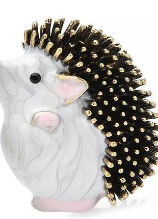 Крупная брошь брошка кулон еж ежик качество обьемная металл и эмаль 2в1