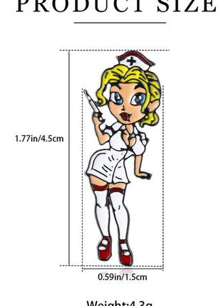 Медицинская брошь брошка значок пин металл медик чулочки секс блонд медсестра со шприцом секси огонь!2 фото
