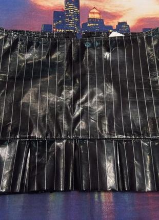 Лаковая виниловая эротическое белье латексная юбка black level мини короткая с рюшами подарок к по4 фото