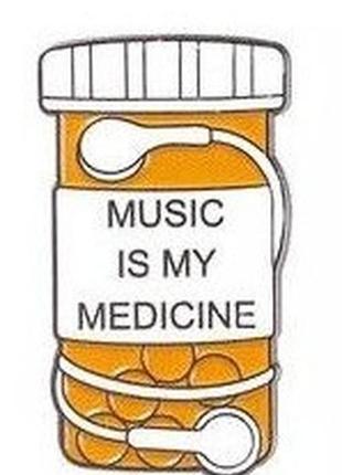 Брошка-брешка значок пін music is my medicine музика мої ліки метал і емаль