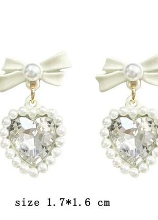 Белые клипсы (без прокола)серьги сережки пр-во корея