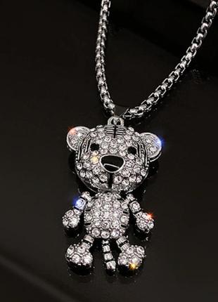 Кулон подвеска тигр колье ожерелье серебристая прочная цепочка тигренок супер!!!!!