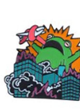 Брошь брошка значок пин металлическая зеленый огромная жаба лягушка монстр комиксы5 фото