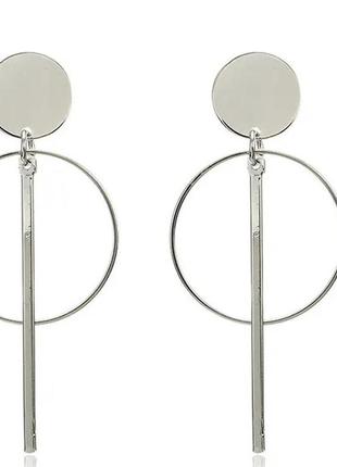 Довгі кліпси сережки сережки (без проколювання) сріблястий метал паличка та кільця