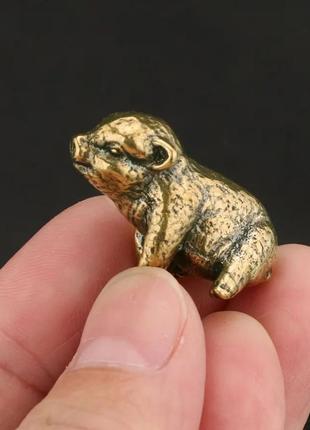 Фигурка статуэтка сувенир свинья свинка поросенок сидит латунь миниатюра