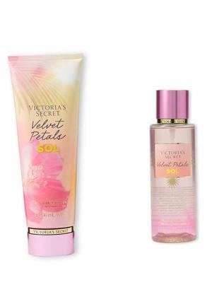 Подарунковий набір victoria's secret velvet petals sol лосьон 236 мл + міст 250 мл