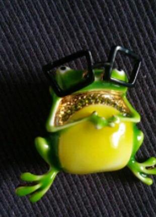 Брошь брошка металлическая жаба лягушка в очках6 фото
