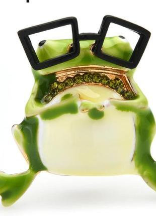 Брошь брошка металлическая жаба лягушка в очках4 фото