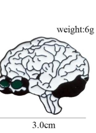 Брошь брошка пин значок металлический головной мозги мозг человека и глаза