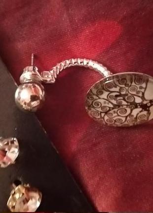 Серги сережки гвоздики набір 3пари біжучерія дерево