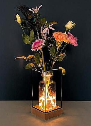 Скляна ваза від gadgy® з підсвіткою  22,5 x 10,8 . уцінка (не світить один з ліхтариків)1 фото