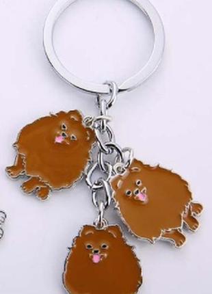 Брелок шпиц рыжий пес собака металл эмаль качество!