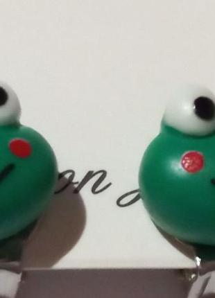 Дитячі кліпси сережки сережки (без проколювання) для принцеси жаби жабки зелена