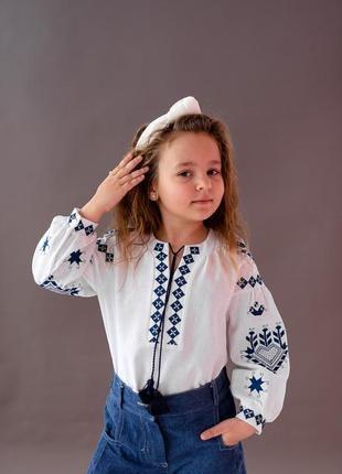 Вышиванка детская, подростковая, для девочки, белая