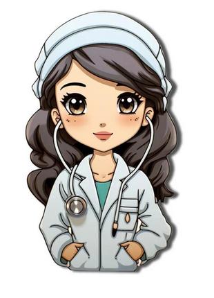 Медична брошка-брашка значок пін-метал-мідик лікар дівчина меган біла шапочка