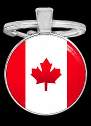 Сувенір брелок на ключі прапоральня canada метал і скло круглий кленовий лист