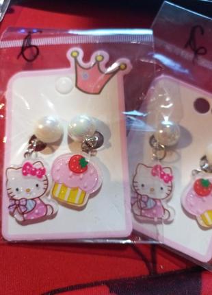 Дитячі кліпси сережки сережки (без проколювання) для принцеси кішка котик кітті hello kitti