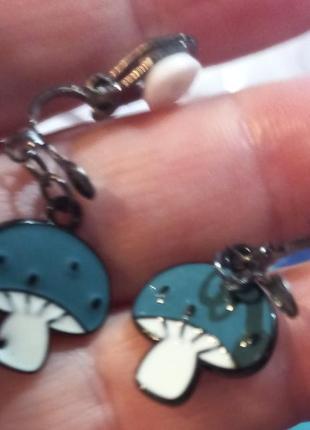 Детские клипсы серьги сережки (без прокола) грибочки