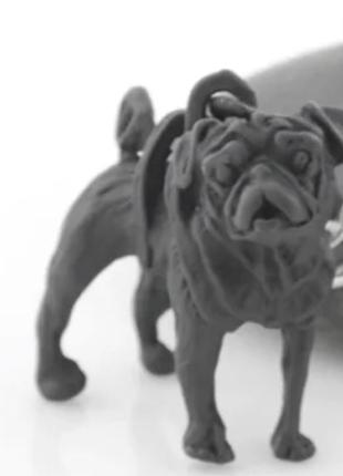 Брелокна ключі мопс пес собака чорний 3d обемний фігурка статуетка