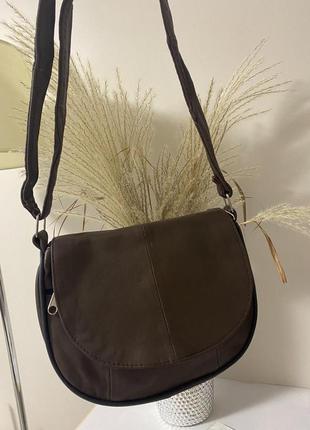 Жіноча шкіряна сумка крос-боді темно-коричневий