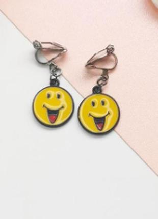Веселые клипсы серьги сережки (без прокола) желтые смайлик улыбается