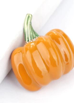 Брошь брошка значок тыква желтая оранжевая металл супер качество обьемная хеллоуин