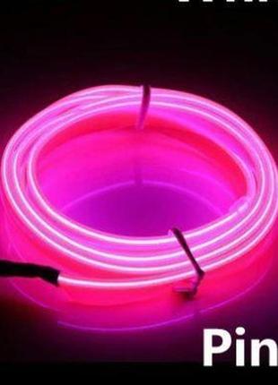 Електролюмінесцентний дріт pink 2 м рожеве живлення від 2 аа4 фото