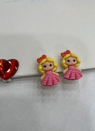 Детские клипсы серьги сережки (без прокола) для принцессы девочка куколка 52 фото