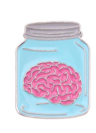 Брошка брошка пін значок металевий головний мозок людини в банці