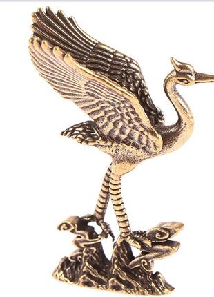 Фигурка статуэка латунная сувенир  птица латунь цапля аист