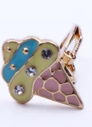 Детские клипсы серьги сережки (без прокола) для принцессы камешки мороженое