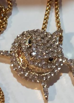 Кулон підвіска ланцюжок золотистий метал акула риба міцний ланцюжок