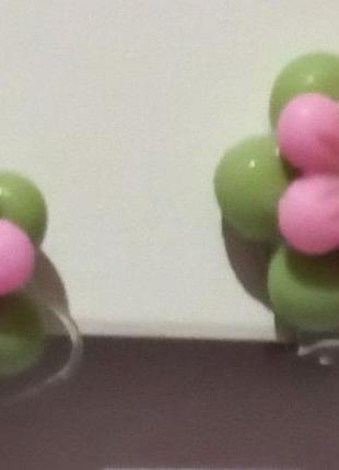 Дитячі кліпси сережки сережки (без проколювання) для принцеси квіточки рожеві