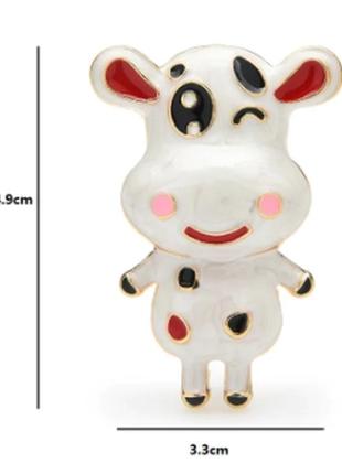 Брошь брошка кулон подвеска обьемный веселый металлический белый бык корова бычок