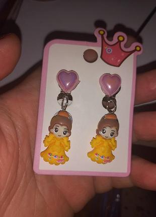 Детские клипсы серьги сережки (без прокола) для принцессы куколка пластик4 фото