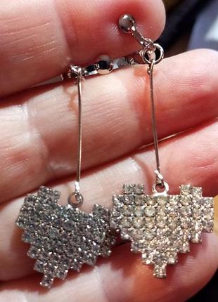 Довгі кліпси (без проколювання) сережки метал пр-во корея сердечка