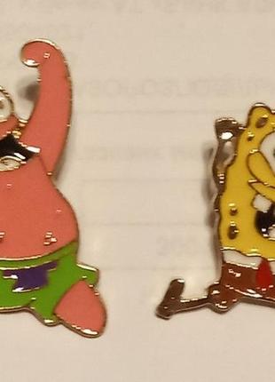 Губка боб-спанч боб брошка значок пін метал sponge bob і патрік впадає на зустріч один одному