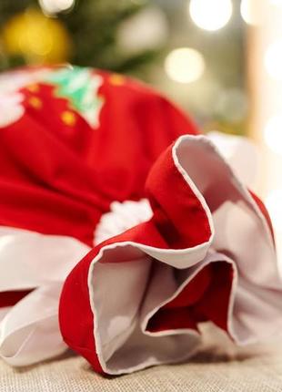 Новогодний рождественский подарочный мешочек/вышивка- домик, красный3 фото