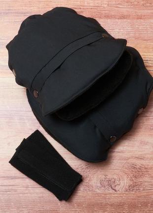 Муфта рукавички роздільні, на коляску / санки, з кишенею, універсальна, для рук, (чорний матовий)