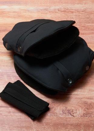 Муфта рукавички раздельные, на коляску / санки, с карманом, универсальная, для рук (цвет чёрный матовый)4 фото