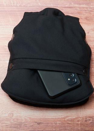 Муфта рукавички раздельные, на коляску / санки, с карманом, универсальная, для рук (цвет чёрный матовый)7 фото