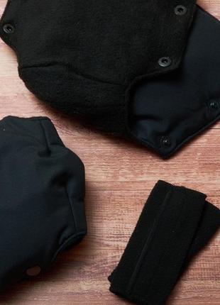 Муфта рукавички раздельные, на коляску / санки, с карманом, универсальная, для рук (цвет чёрный матовый)2 фото