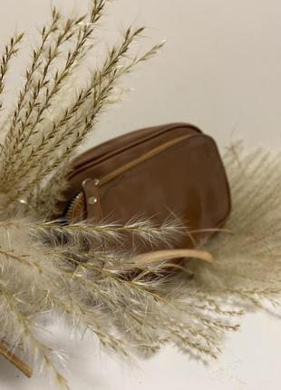 Жіноча шкіряна сумка крос-боді (водовідштовхуючий нейлон) коричневий