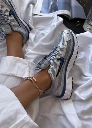 Женские кроссовки в стиле nike p - 6000 silver blue.2 фото