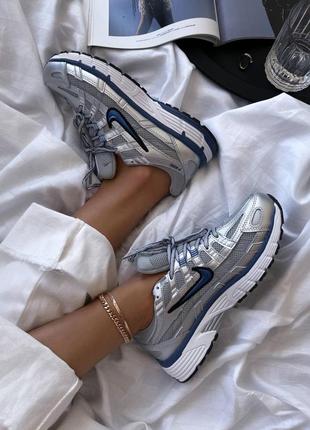 Женские кроссовки в стиле nike p - 6000 silver blue.3 фото