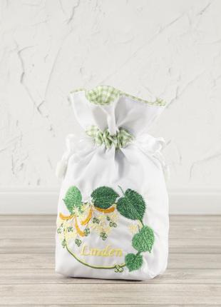 Мешочек для хранения трав / подарочный с завязками / липа венок / пп “светлана – к”