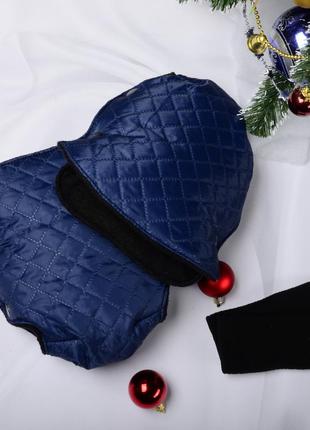 Муфта рукавички роздільні, на коляску / санки, універсальна, для рук, чорний фліс (колір - темно-синій матовий)